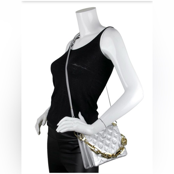 SOLD Louis Vuitton Coussin BB Monogram Silver Lambskin Embossed Bag - Picture 6 of 16